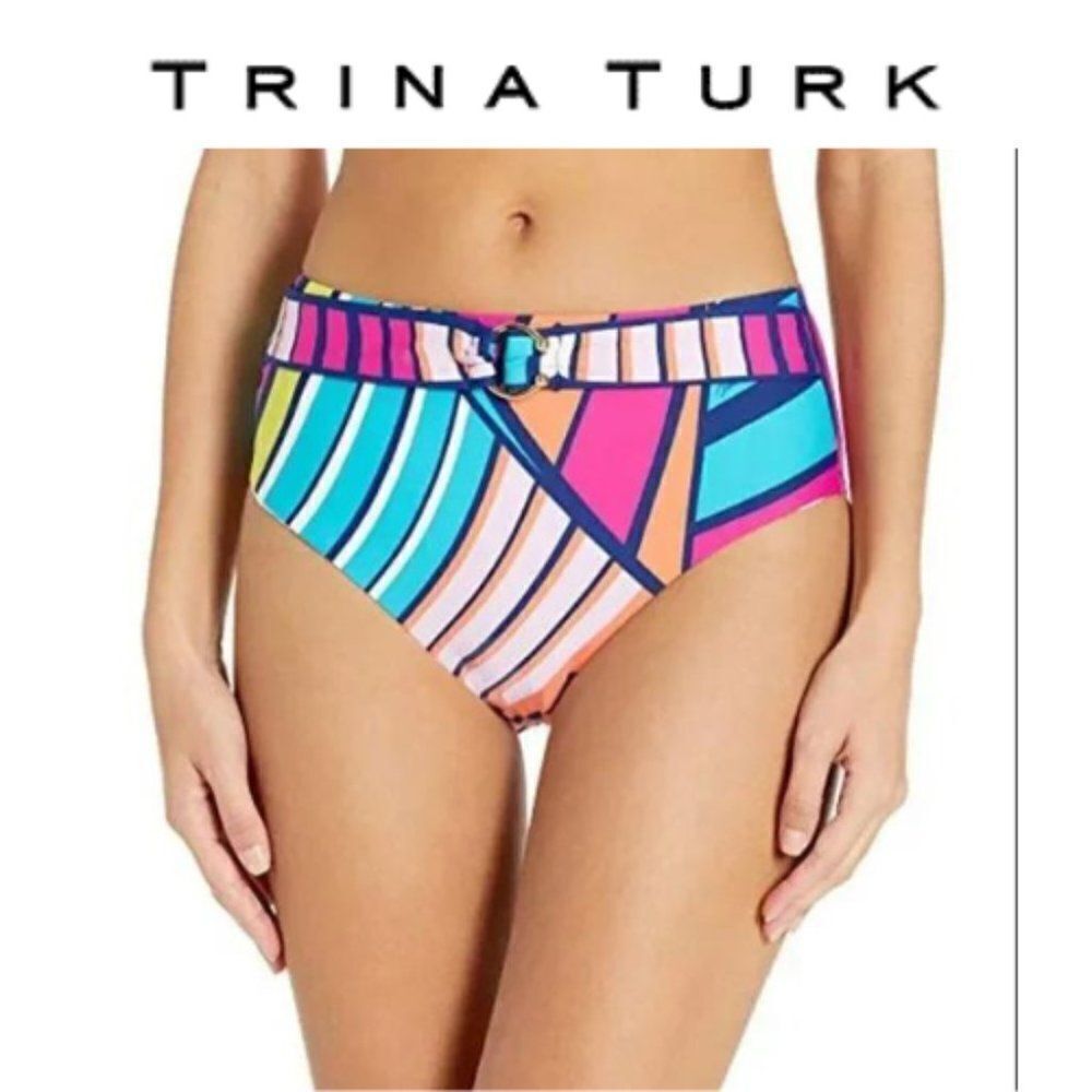 Trina Turk Catch A Wave High Waist bikini bottom Size 8